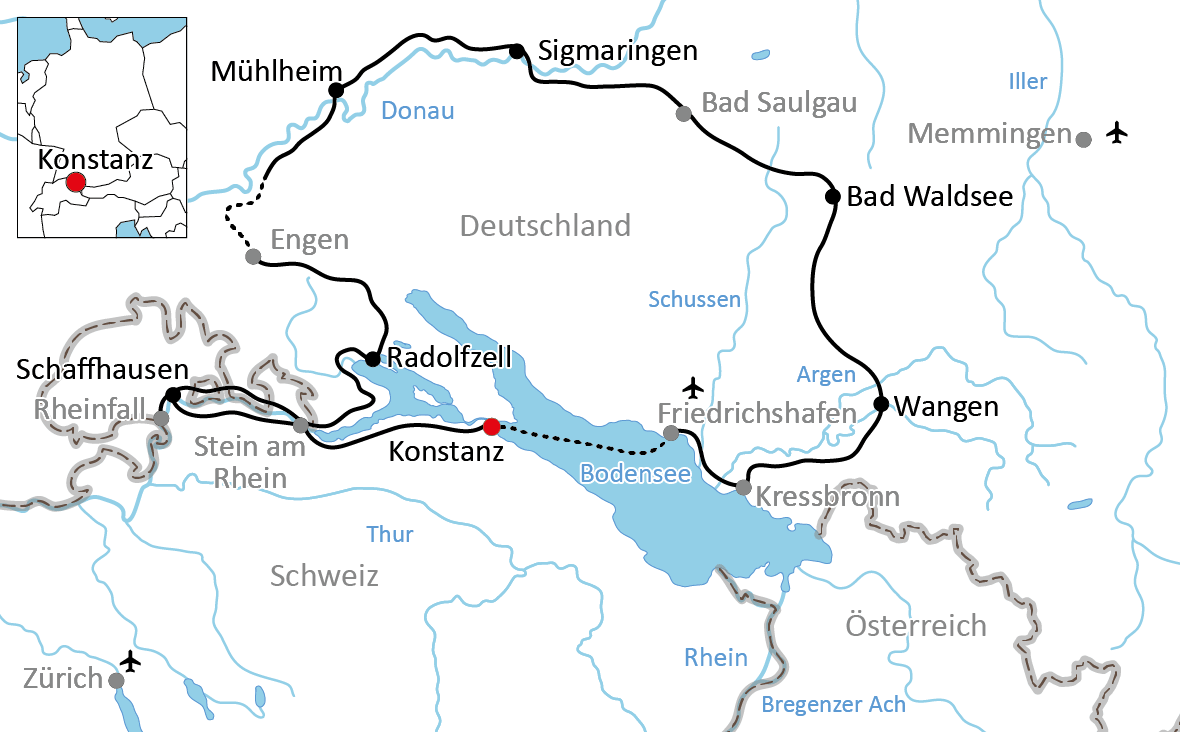Vom Bodensee zur Donau und ins Allgäu mit dem Rad