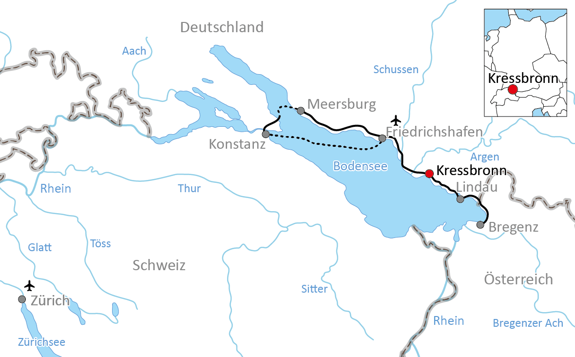 Radfahren und Segeln am Bodensee
