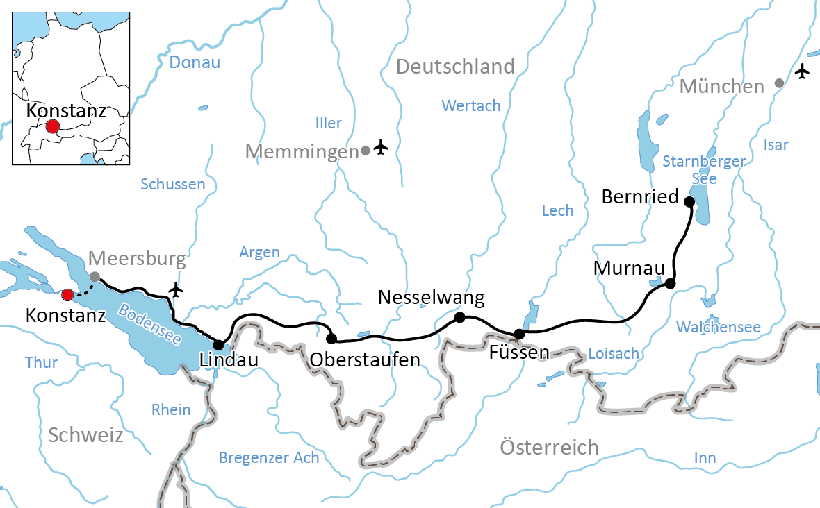 Vom Bodensee durch das Allgäu nach Oberbayern mit dem Rad