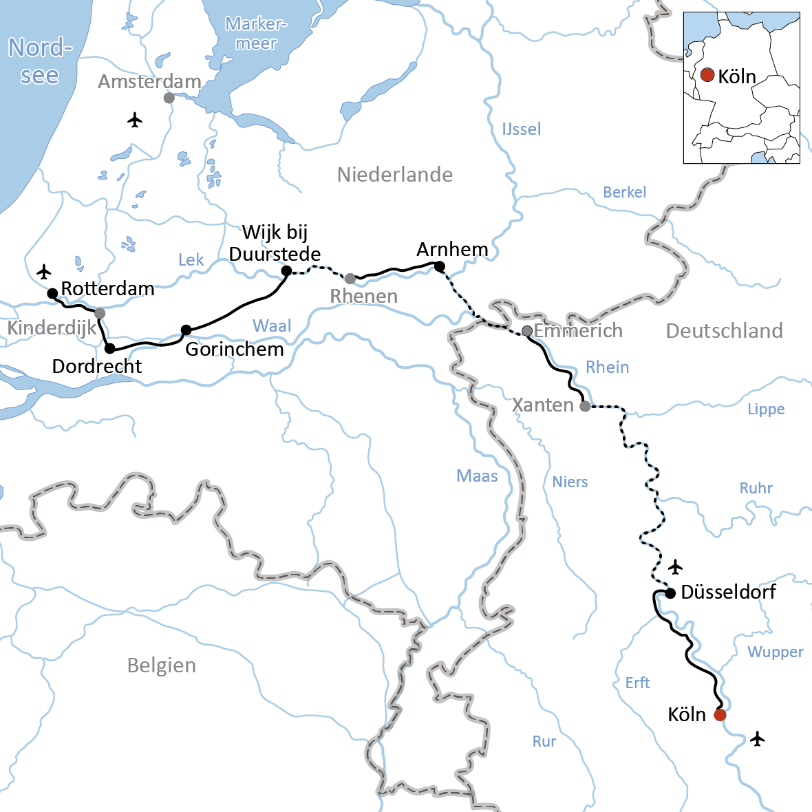 Mit Rad und Schiff von Köln nach Rotterdam