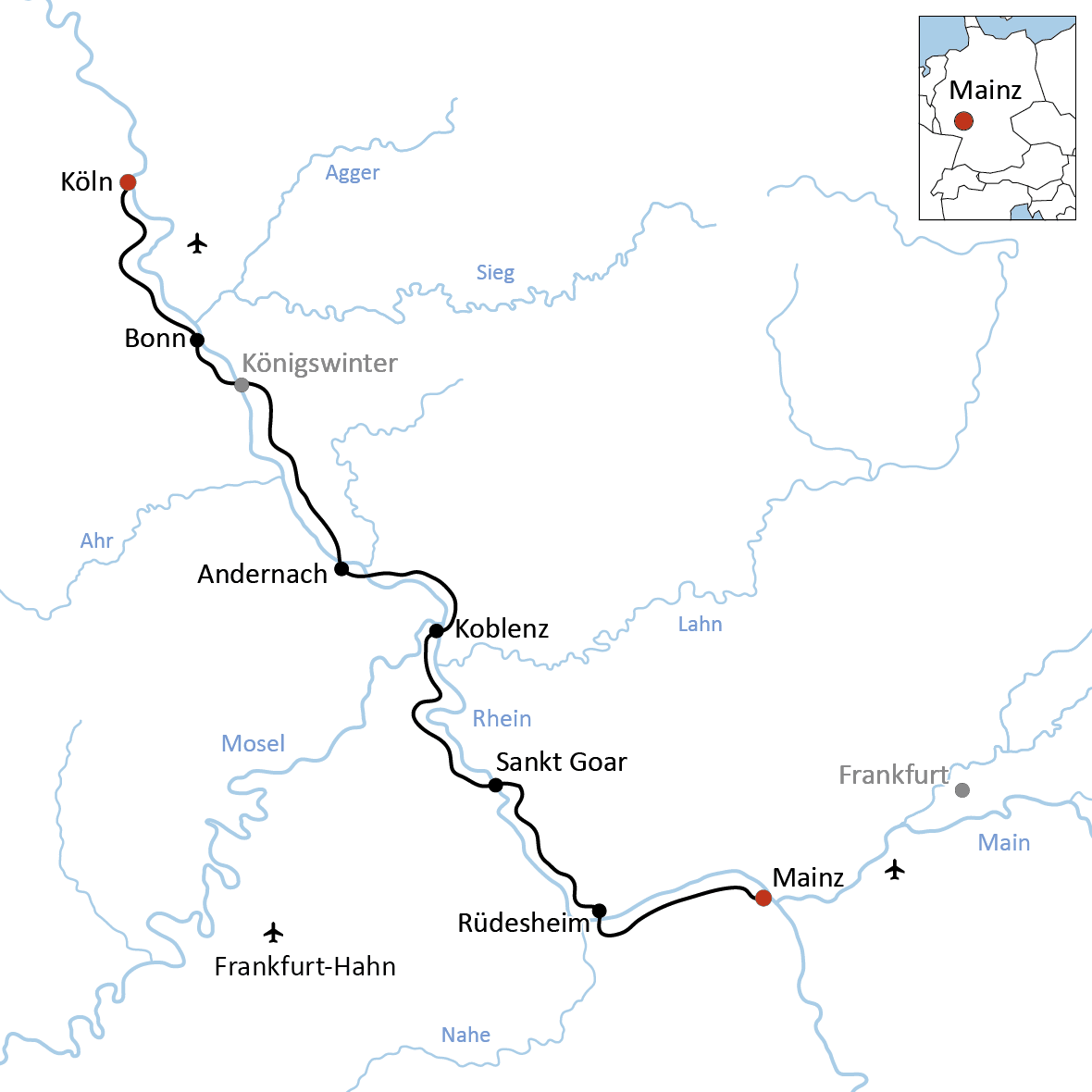 Rad und Schiff auf dem Rhein