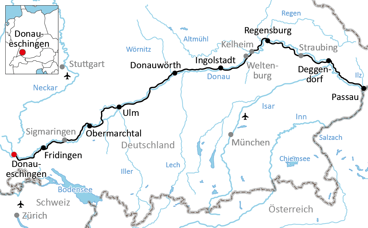 Sportlich mit dem Fahrrad von Donaueschingen nach Passau