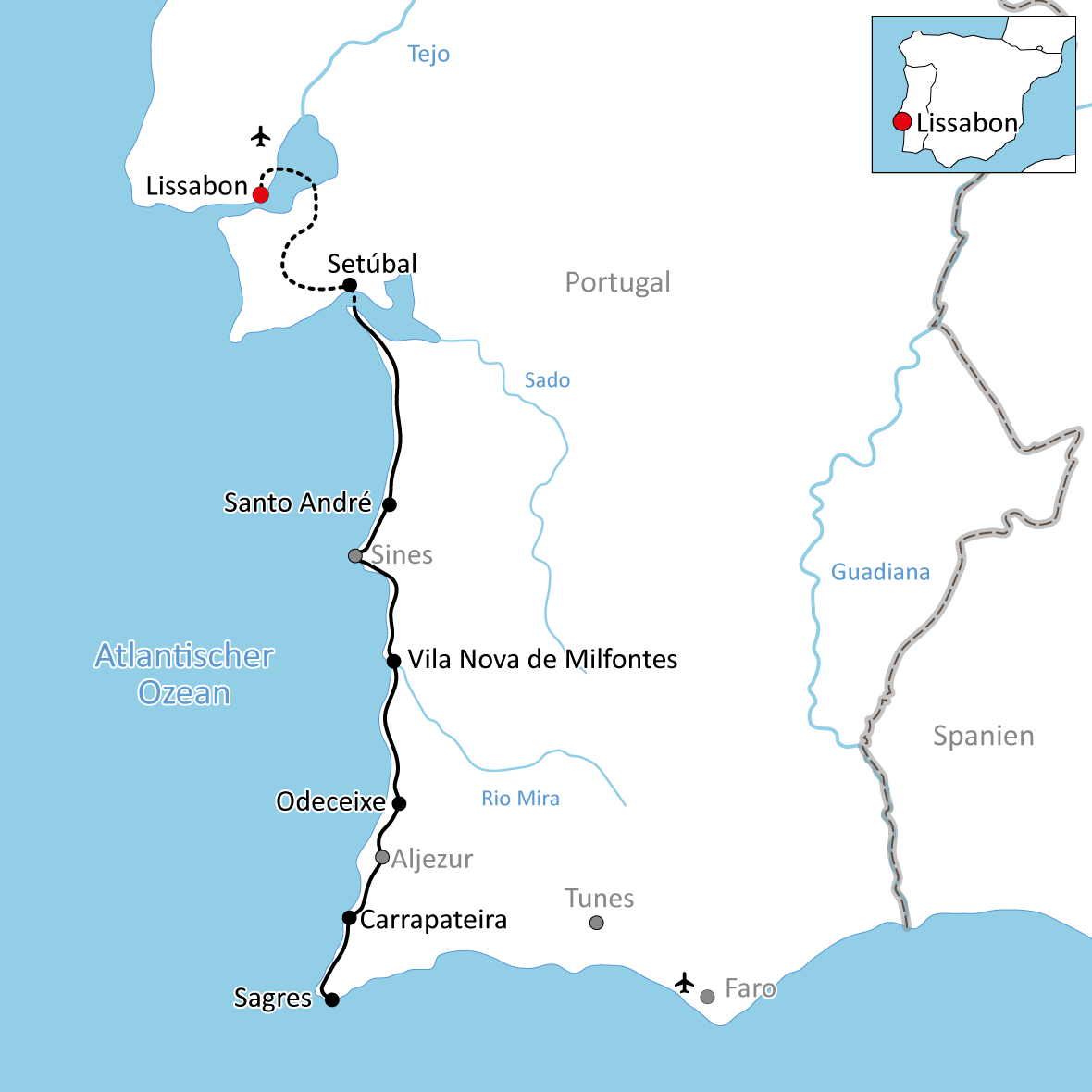 Radurlaub in Portugal: Die Atlantikküste