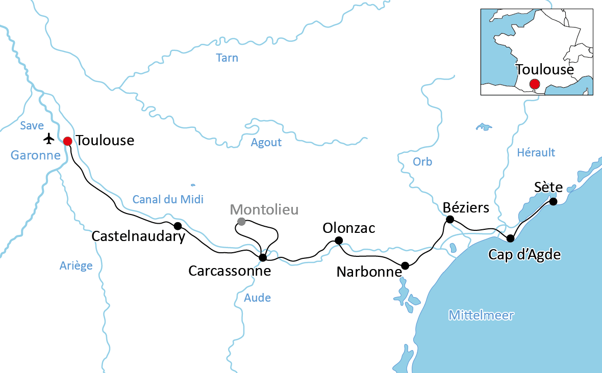 Radurlaub am Canal du Midi