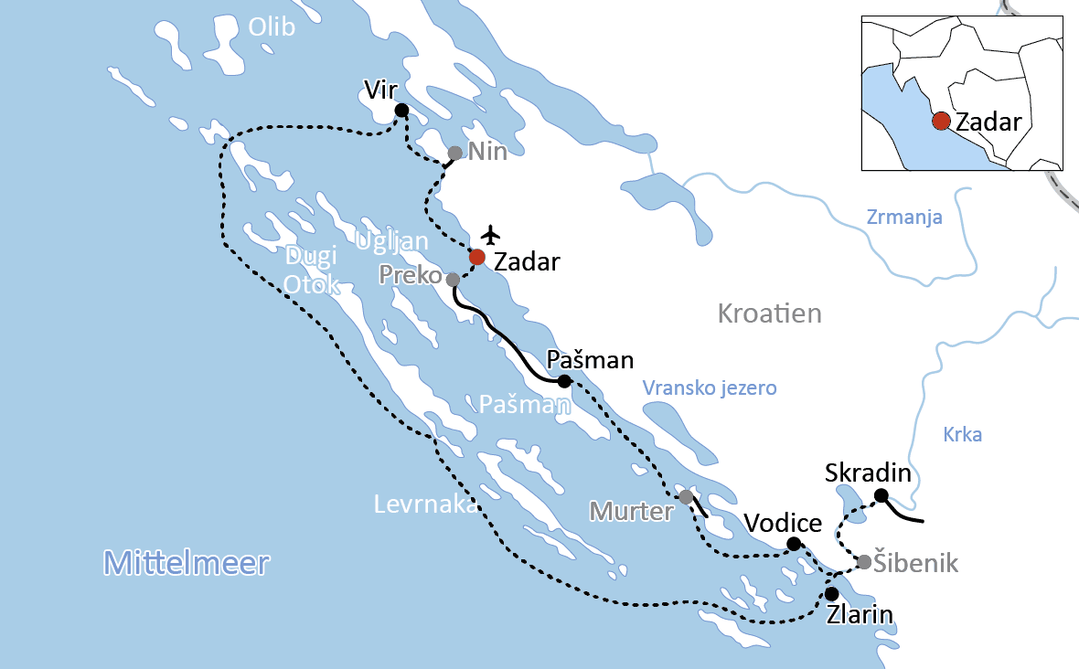 Bade-Kreuzfahrt in Dalmatien