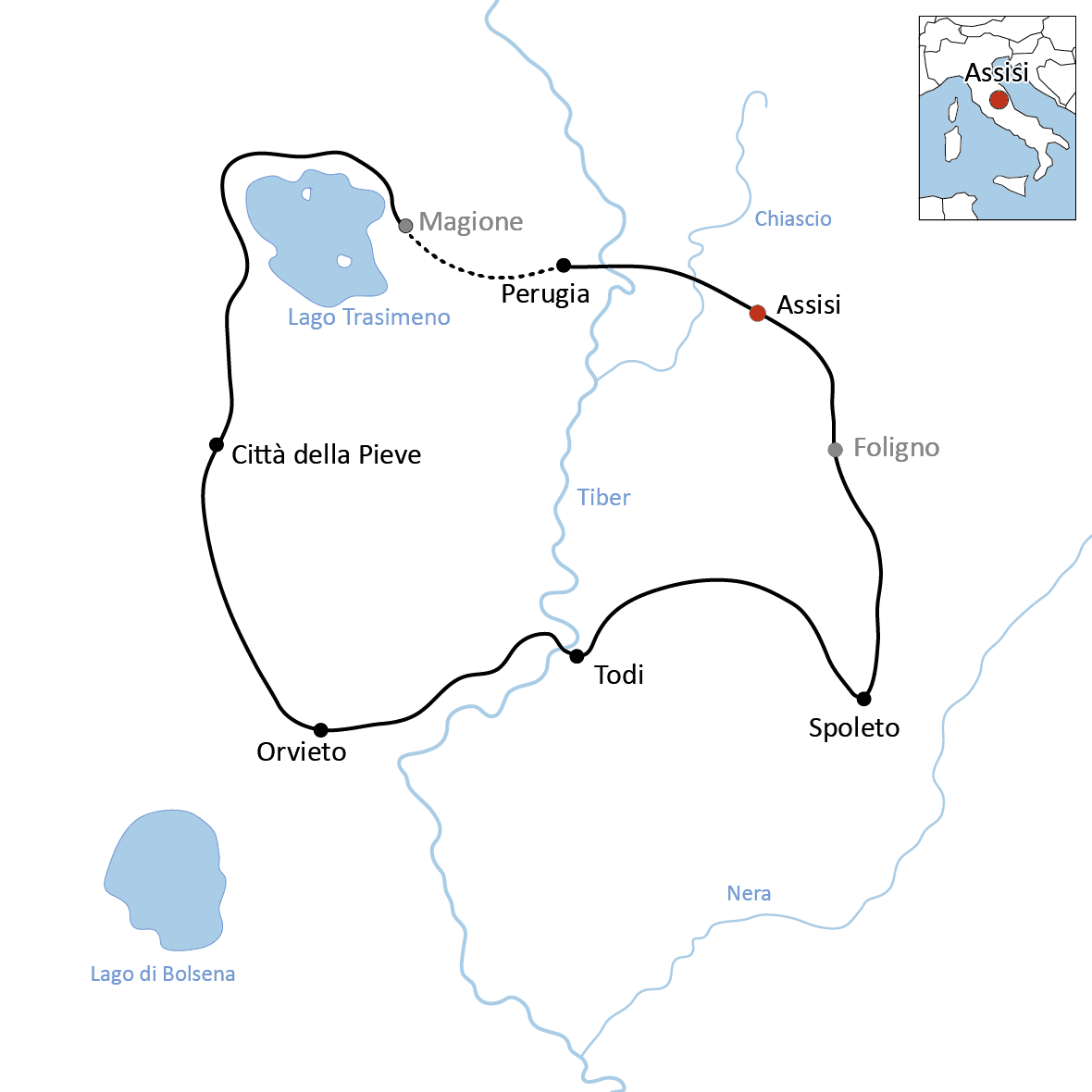 Radreise durch Umbrien