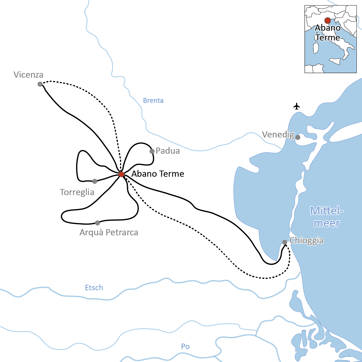 Stern-Radtour in Venetien