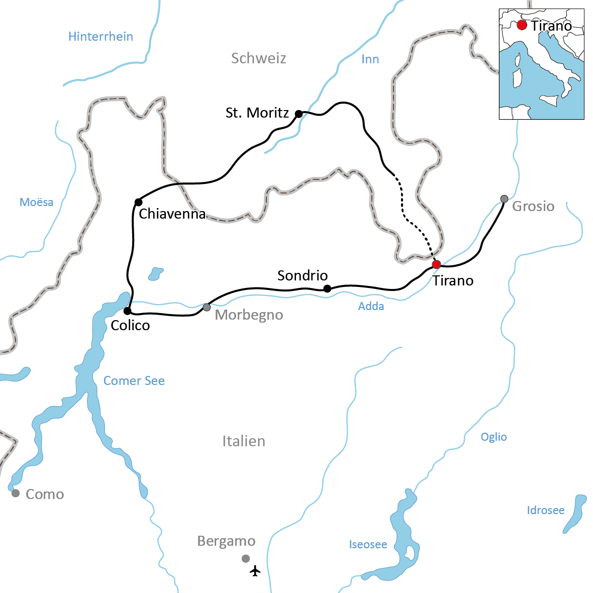Radtour durch Graubünden und zum Comer See