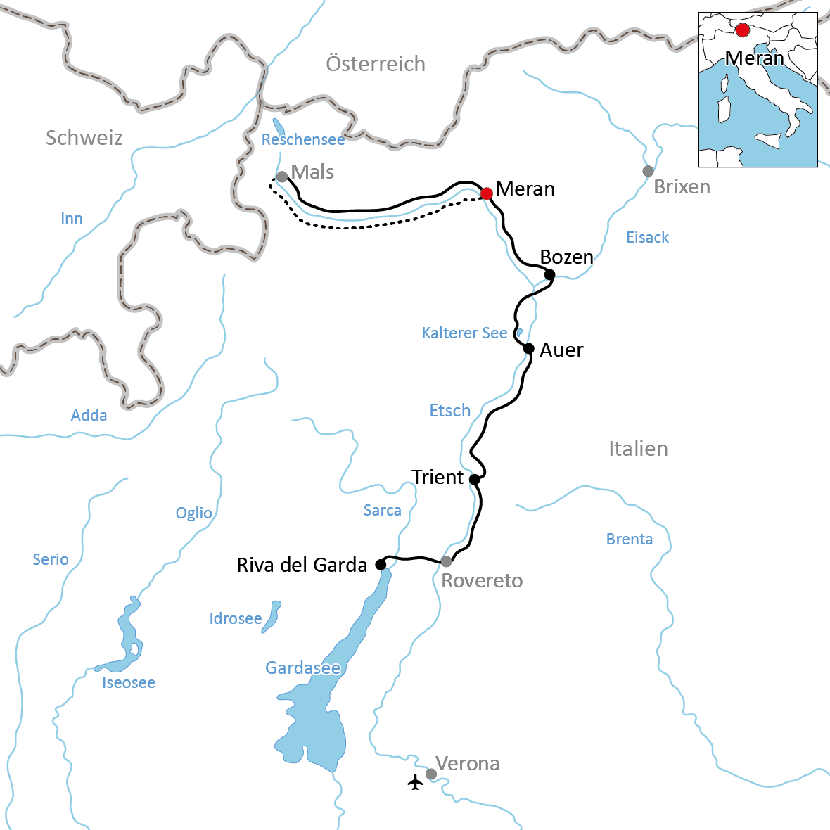 Radtour von Meran zum Gardasee