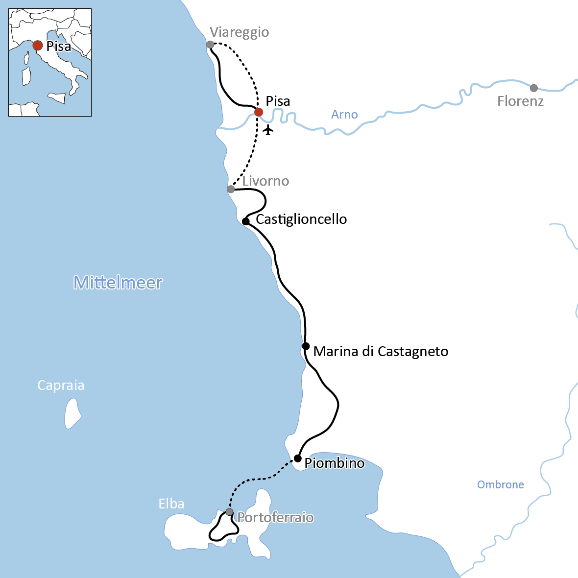 Radurlaub an der Küste der Toskana