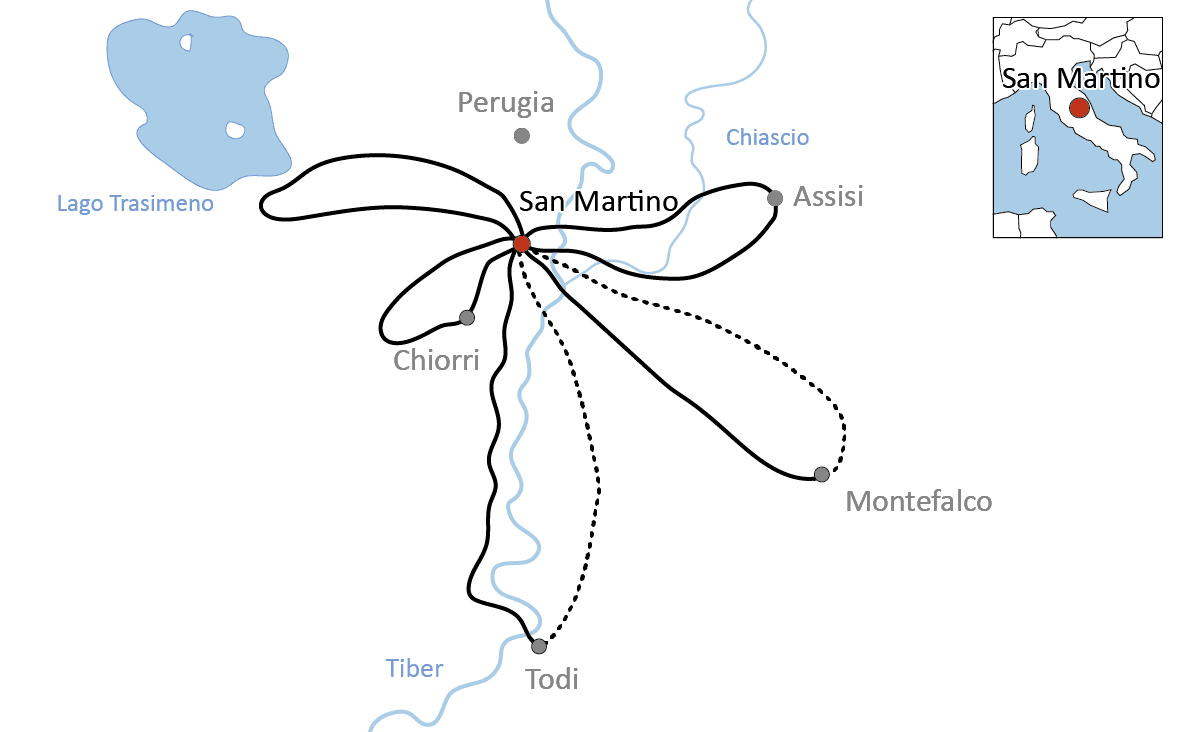 Stern-Radtour in Umbrien
