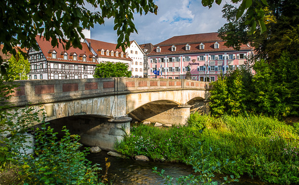 Donaueschingen, Brücke, Fürstenberg Brauerei