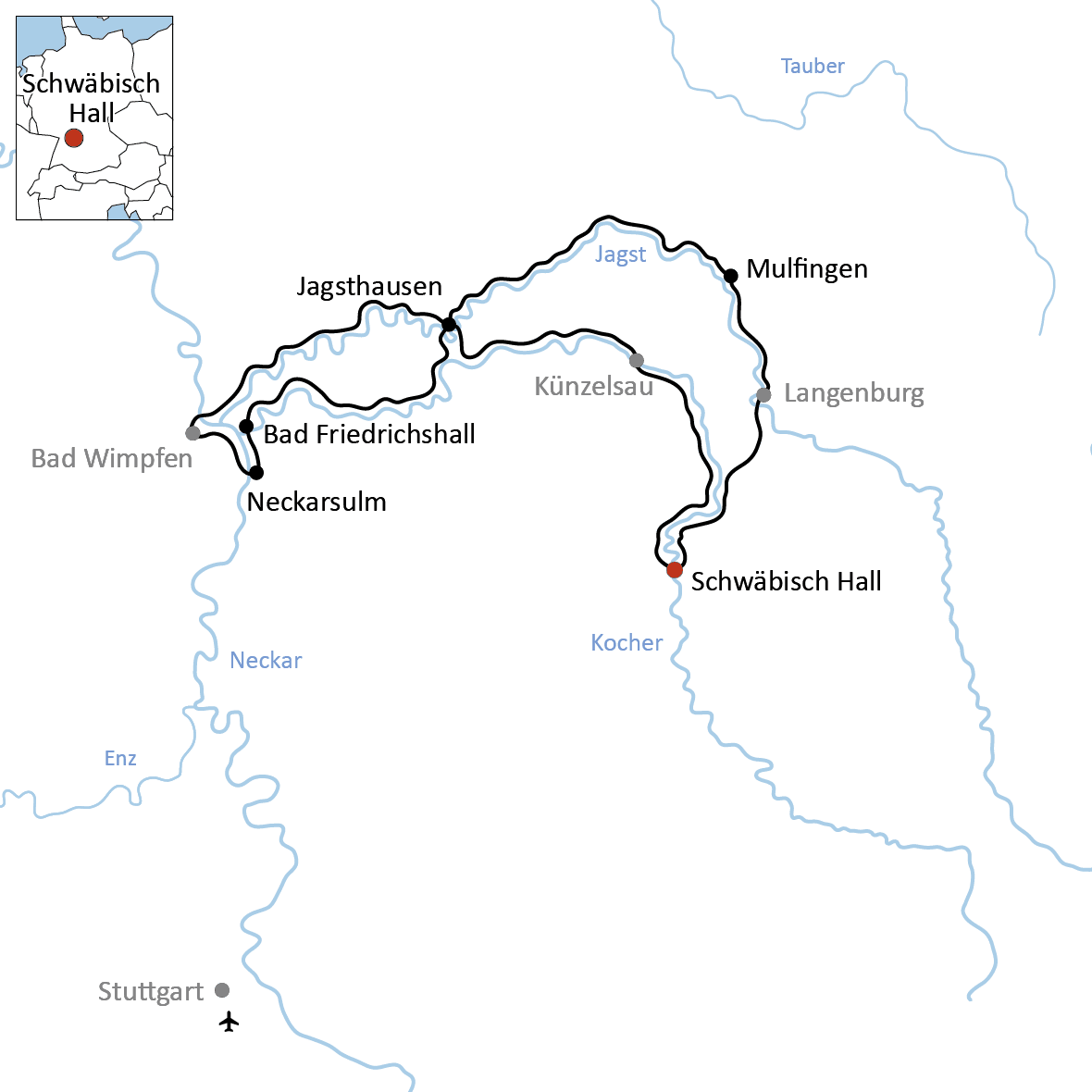 Der Kocher-Jagst-Radweg