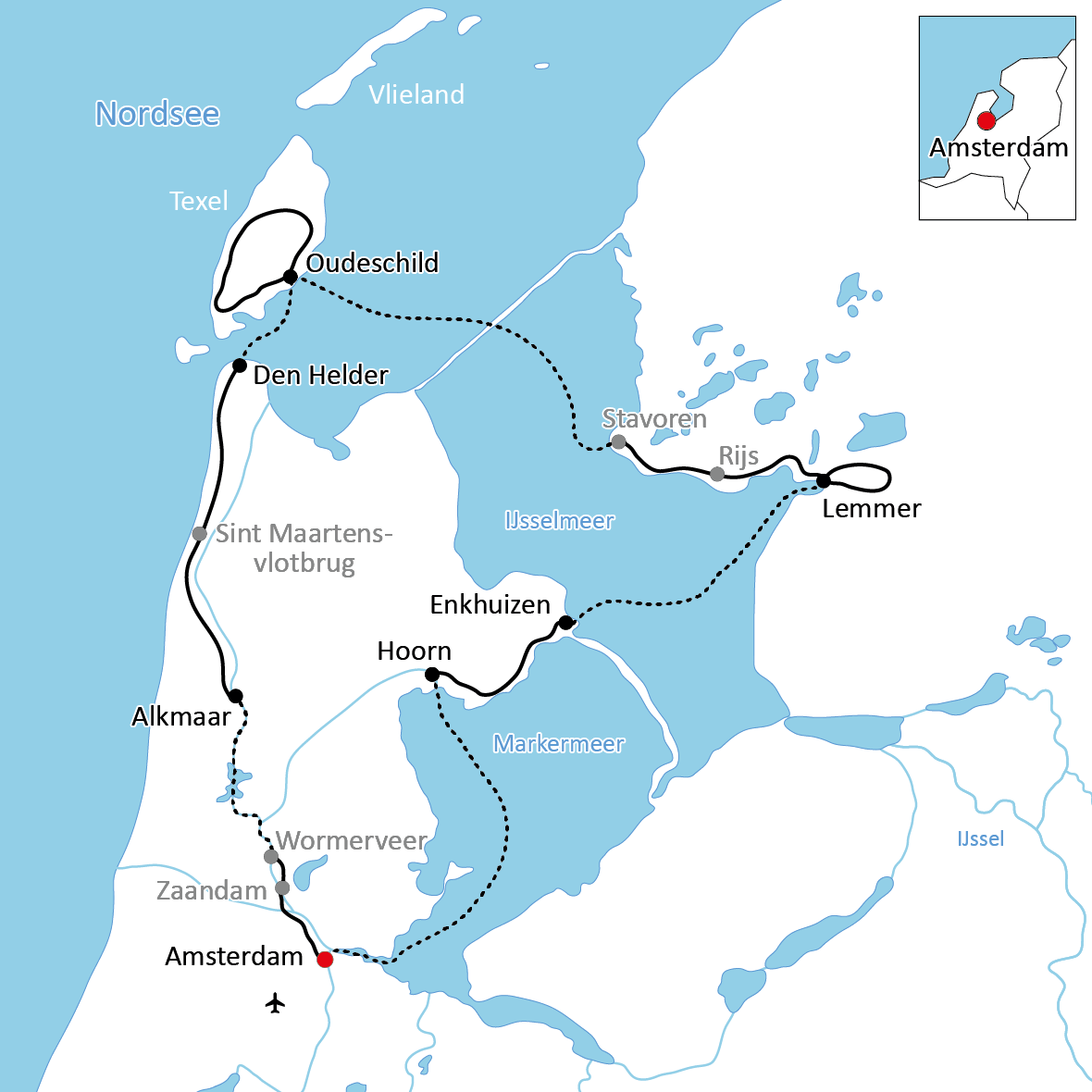 Rad und Schiff auf dem IJsselmeer