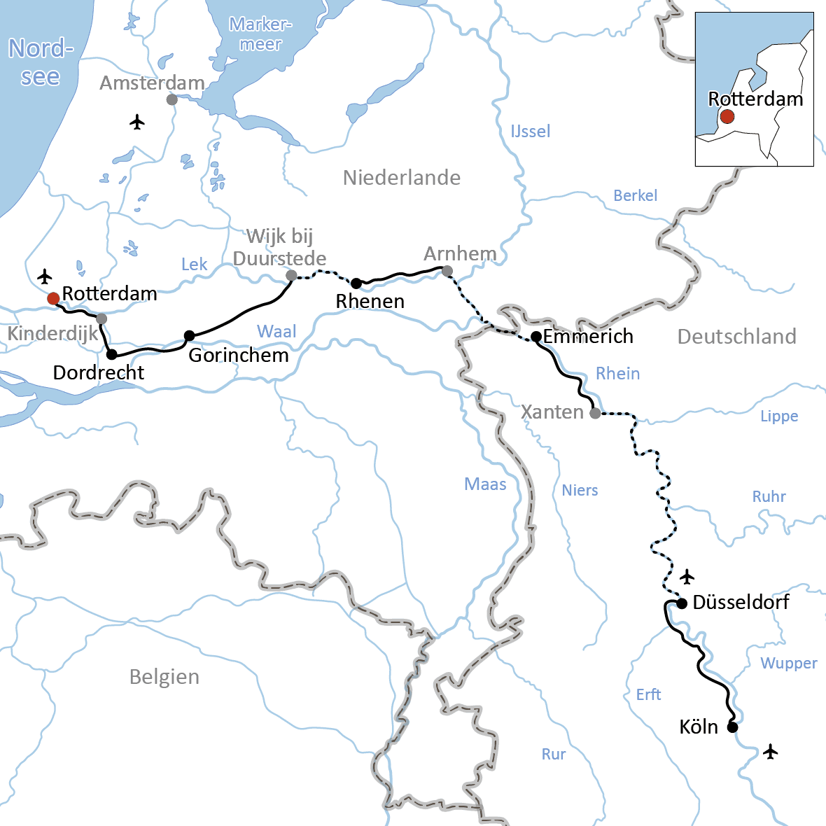 Mit Rad und Schiff von Rotterdam nach Köln