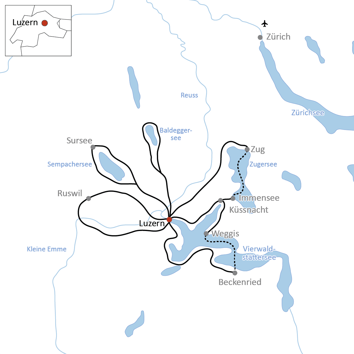 Stern-Radtour ab Luzern am Vierwaldstättersee