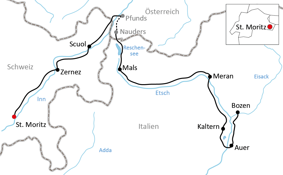 Radtour vom Engadin nach Südtirol