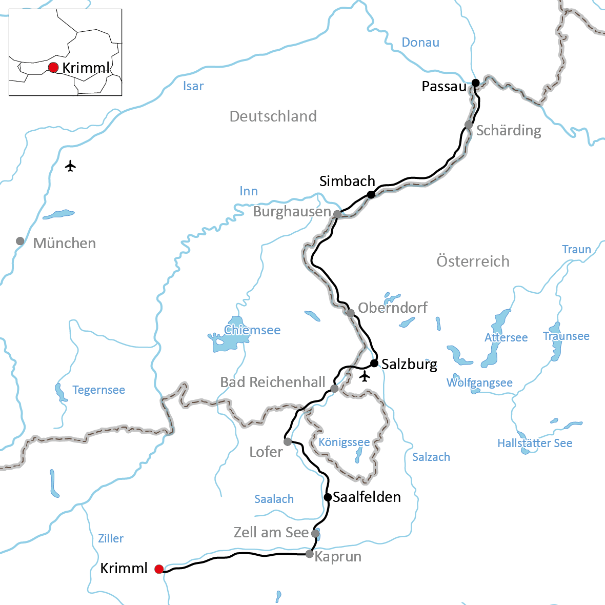 Radtour von Krimml nach Passau für Sportliche