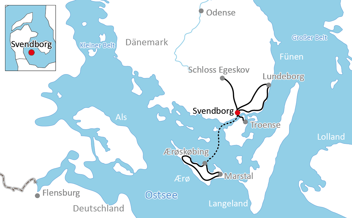 Karte zum Radurlaub in Dänemark