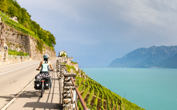 Rhone-Radweg, Radler am Genfer See