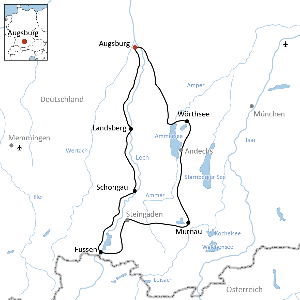 Radtour von Augsburg zum Schloss Neuschwanstein
