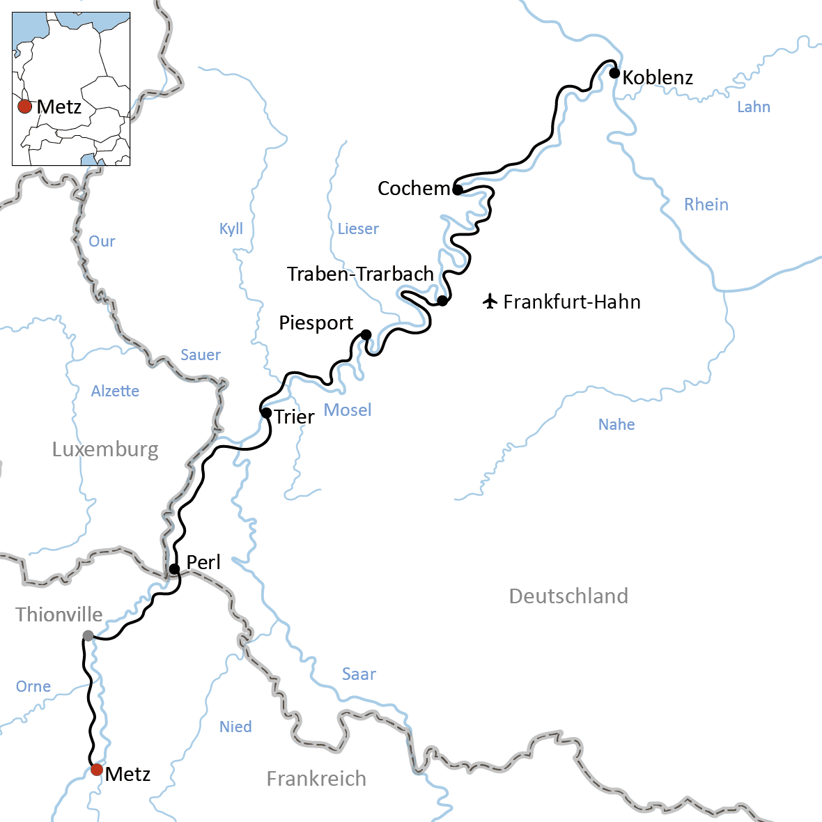 Radtour an der Mosel von Metz nach Koblenz