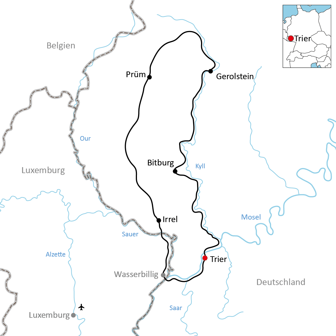 Karte zum Kyll-Radweg