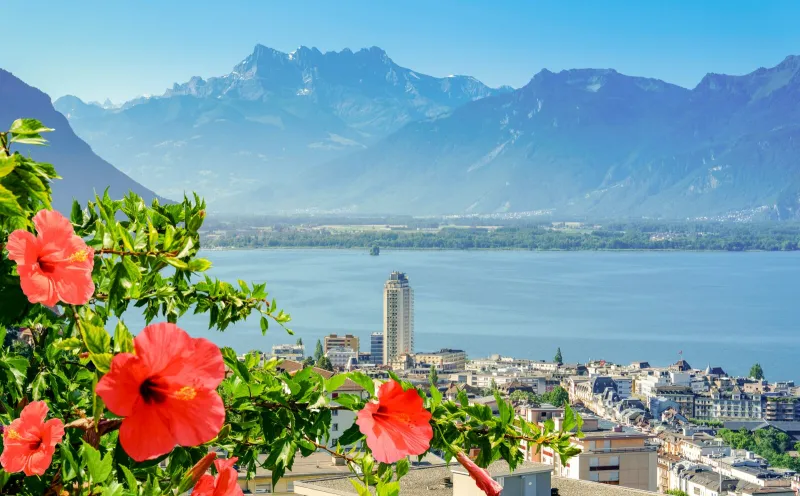 Blick auf Montreux und den Genfer See