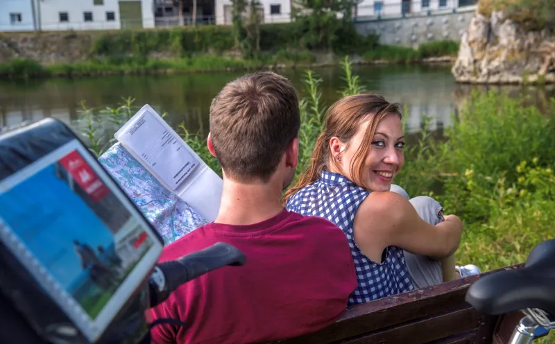 Radfahrer an der Donau