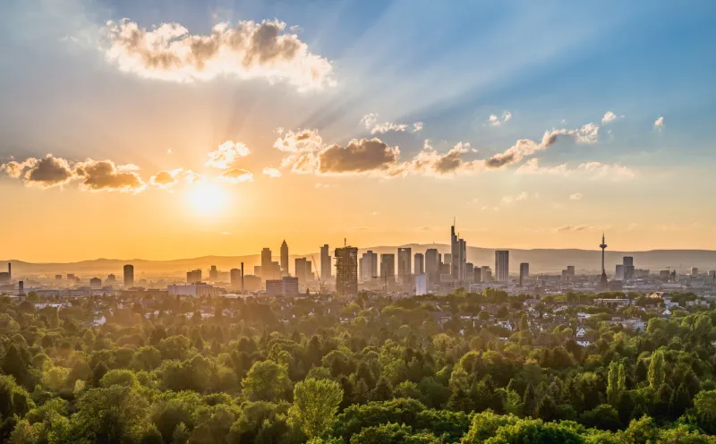 Frankfurt am Main, Skyline, Sonnenuntergang