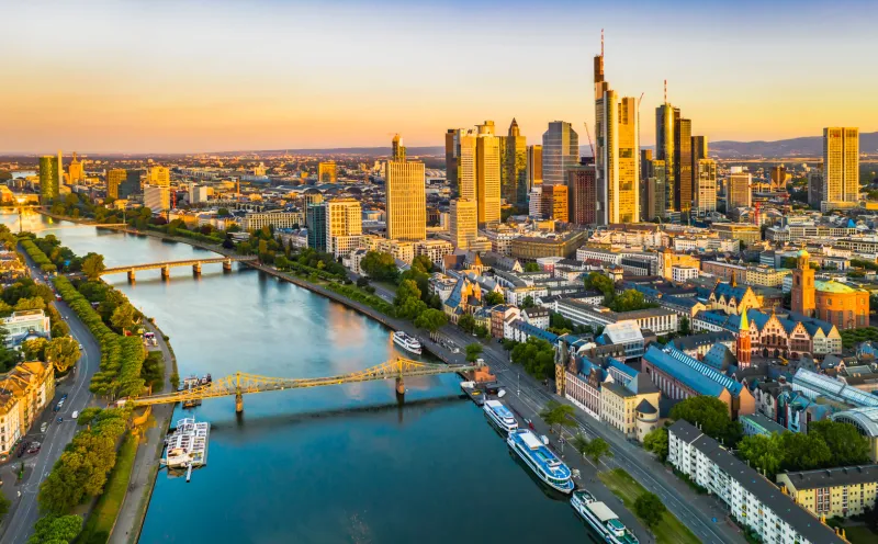 Frankfurt am Main, Main, Skyline, Sonnenuntergang
