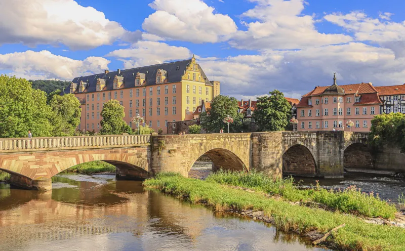Welfenschloss und Werrabrücke in Hann Münden