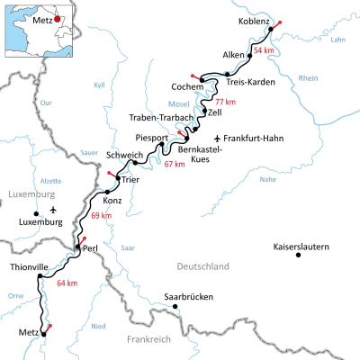 Übersichtskarte, Mosel-Radweg