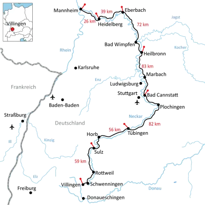 Karte Neckar-Radweg