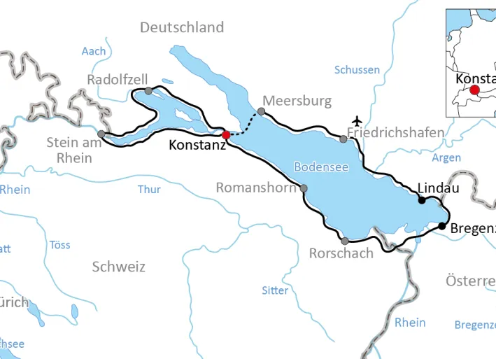Karte zur Kurztour am Bodensee mit dem Rad