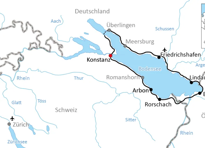 Karte zur leichten Obersee-Radtour