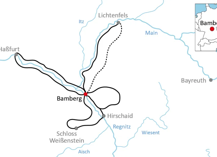 Karte zur Sterntour am Main