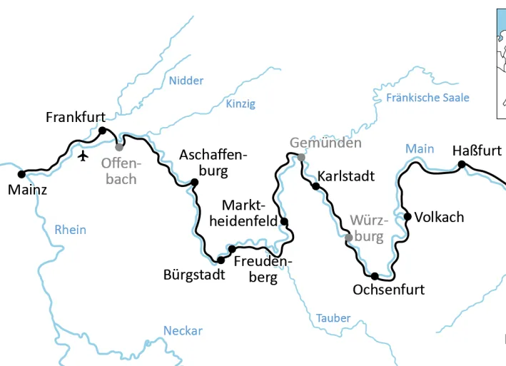 Karte zum großen Radurlaub am Main