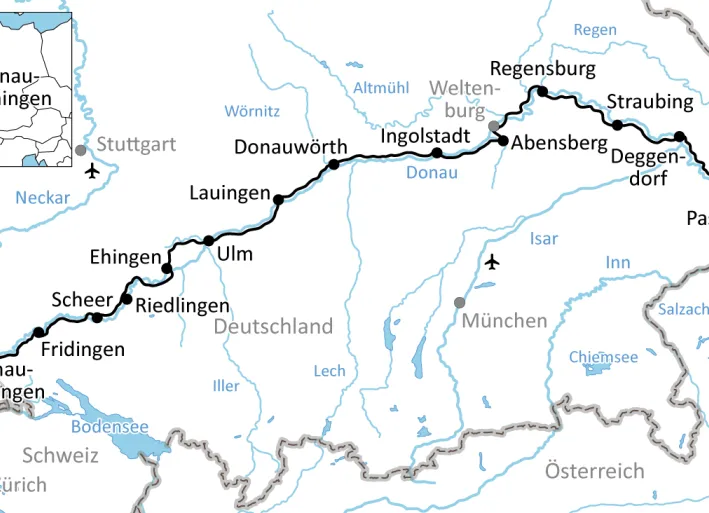 Karte zu Radurlaub an der Deutschen Donau
