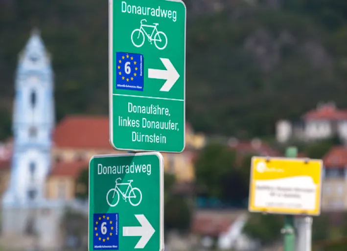 Beschilderung Donau-Radweg, Österreich