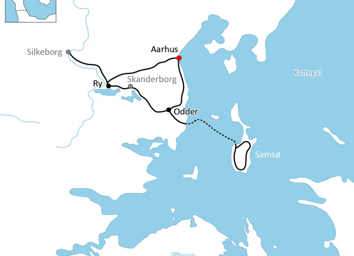 Karte zur Radtour in Jütland