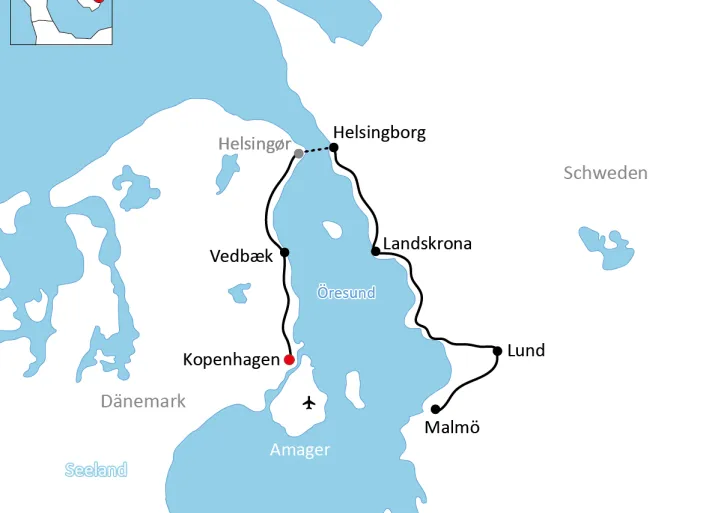 Karte zur Radtour am Öresund