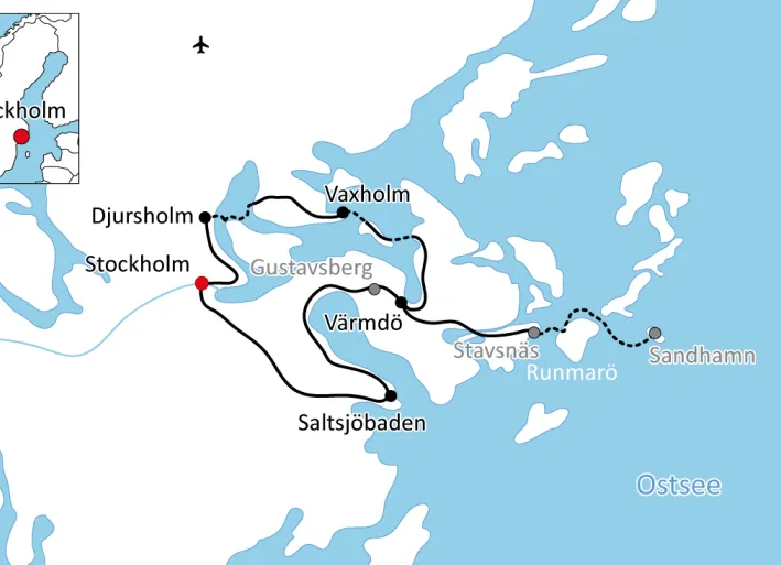 Karte zur Radtour durch den Schärengarten