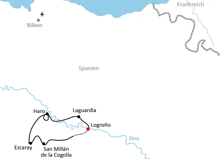 Karte zur Rundtour in La Rioja