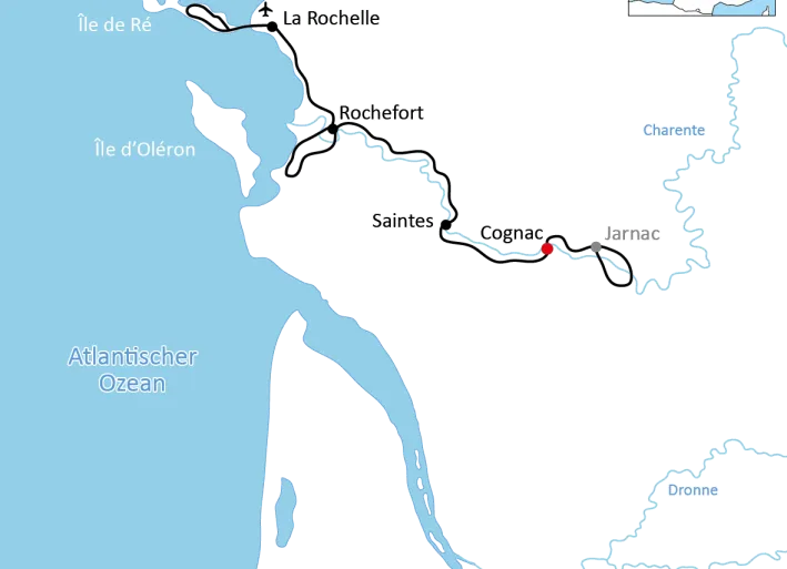 Radtour von Cognac nach La Rochelle am Atlantik