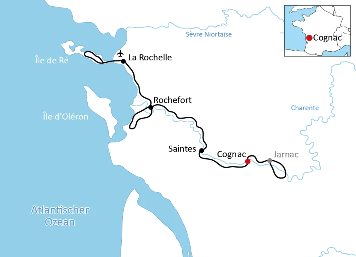 Radtour von Cognac nach La Rochelle am Atlantik