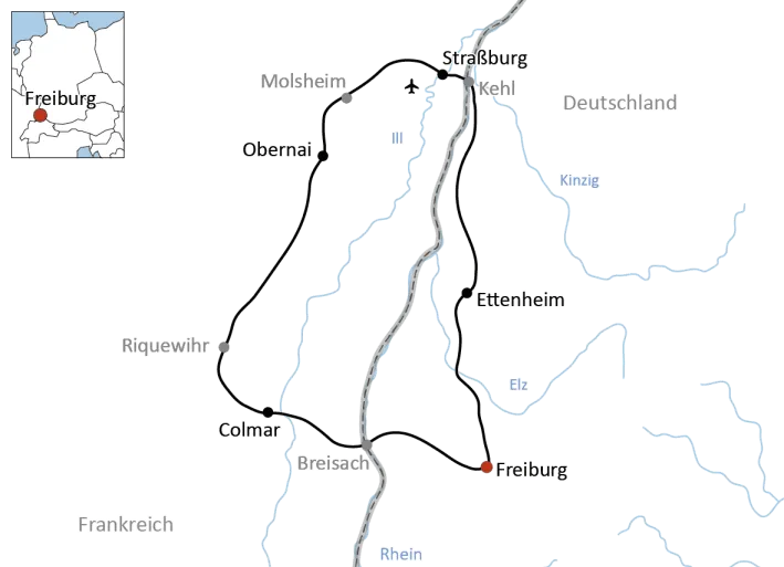 Radtour am Oberrhein im Elsass und in Baden