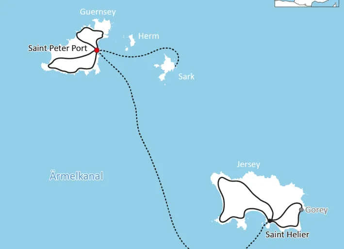 Karte zur Radtour auf den Kanalinseln