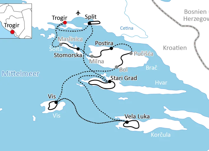 Mountainbike und Schiff in Kroatien