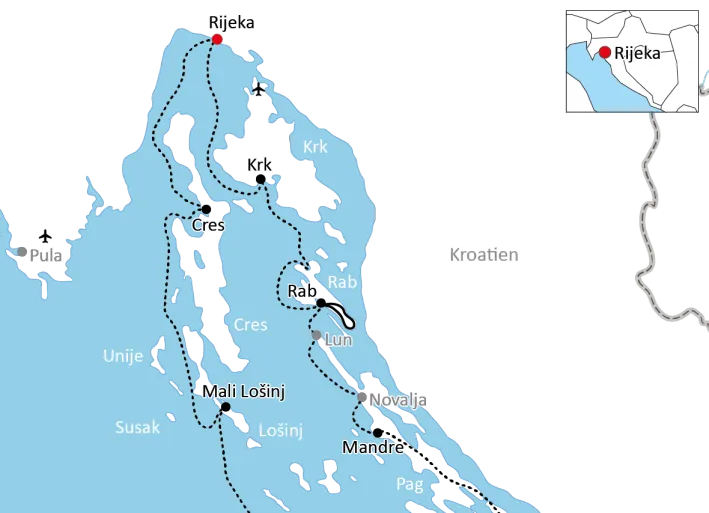 Bade-Kreuzfahrt in der Kvarner Bucht